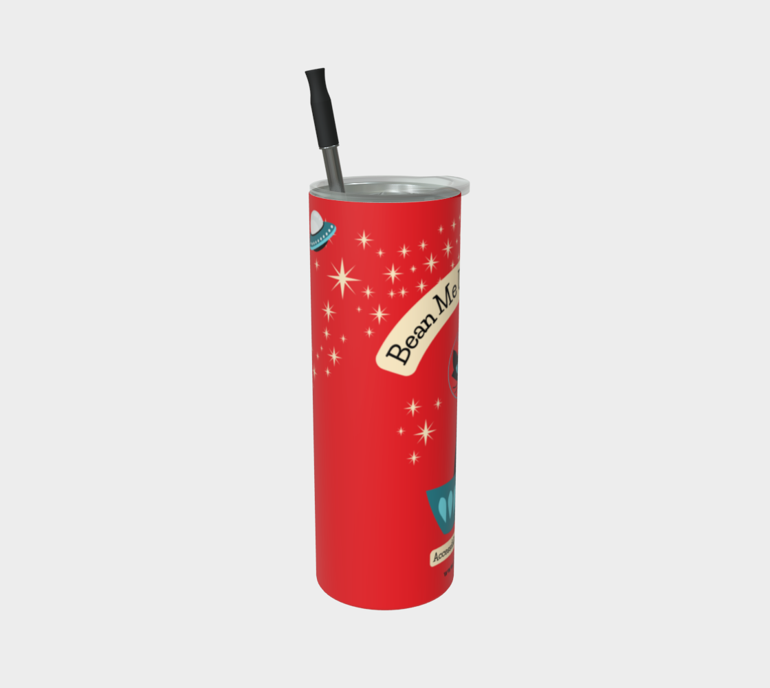 Bean Me Up A11y Cat Tumbler | Retro Space Cat Mid-Century Modern Stainless Steel Tumbler (Montreal Shipping)