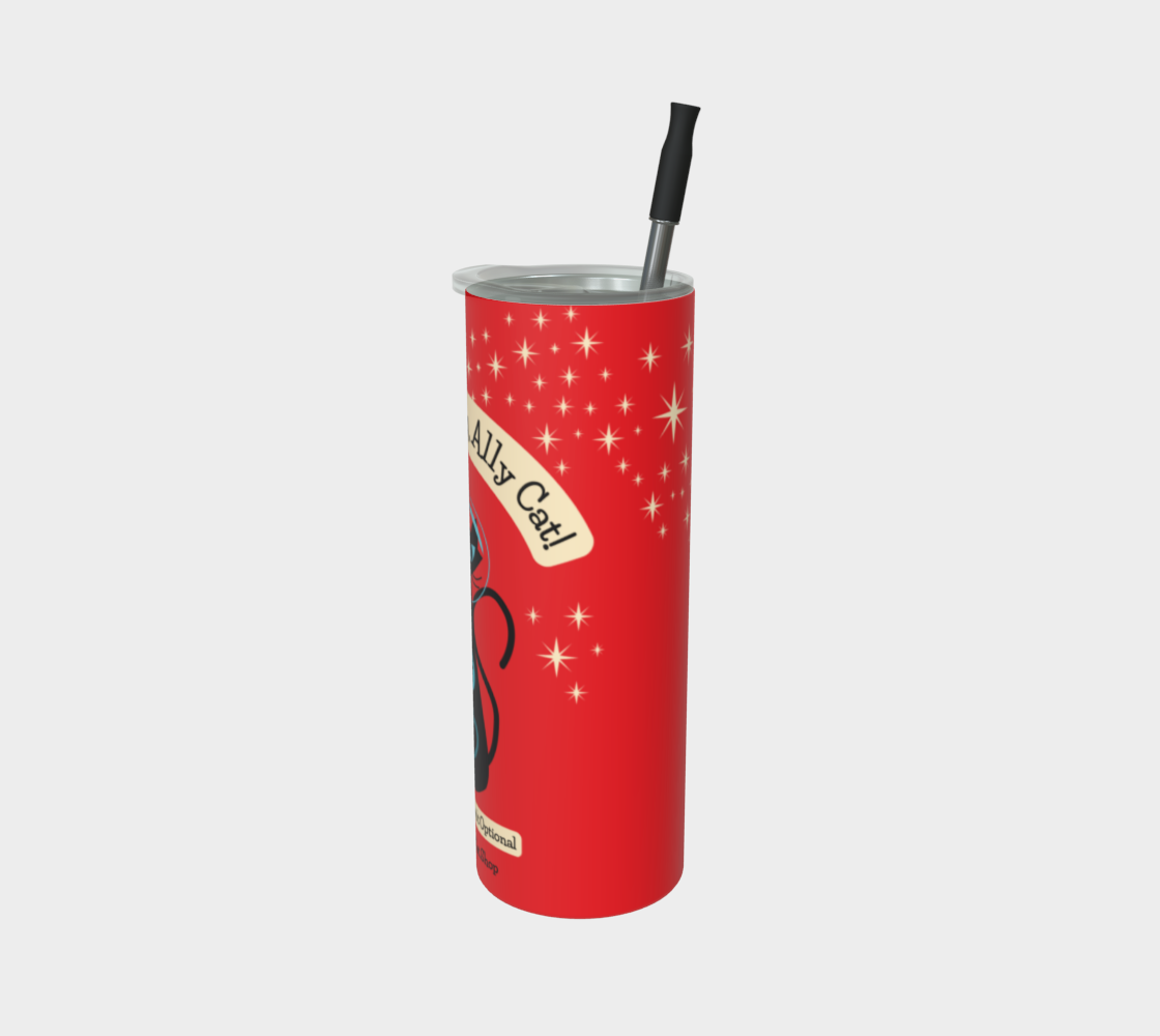 Bean Me Up A11y Cat Tumbler | Retro Space Cat Mid-Century Modern Stainless Steel Tumbler (Montreal Shipping)
